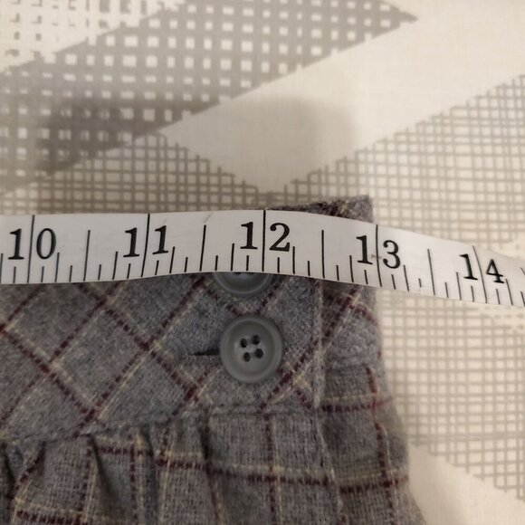 Vintage‎ Pan-her 26 Wool Blend A-line Midi Skirt Window Pane Plaid Pockets Gray - Picture 8 of 9